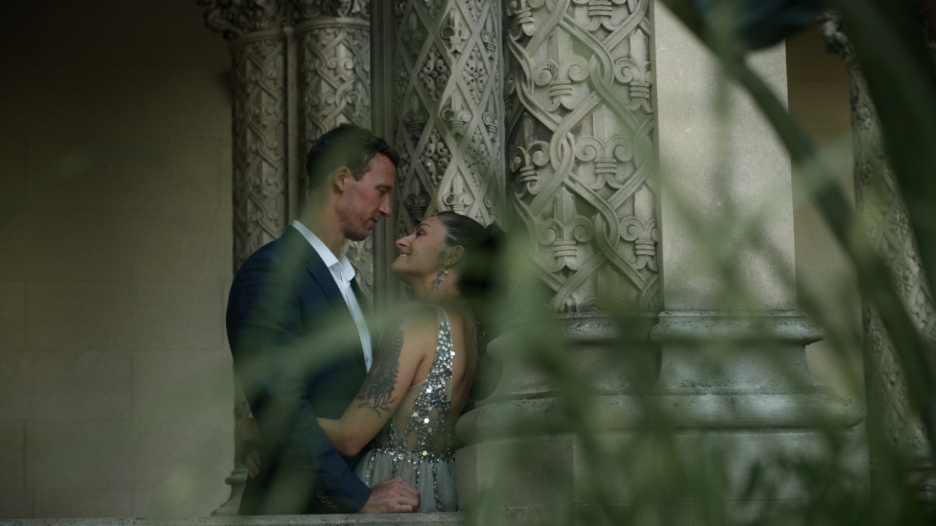 Bride and groom engagement session at Biltmore estate