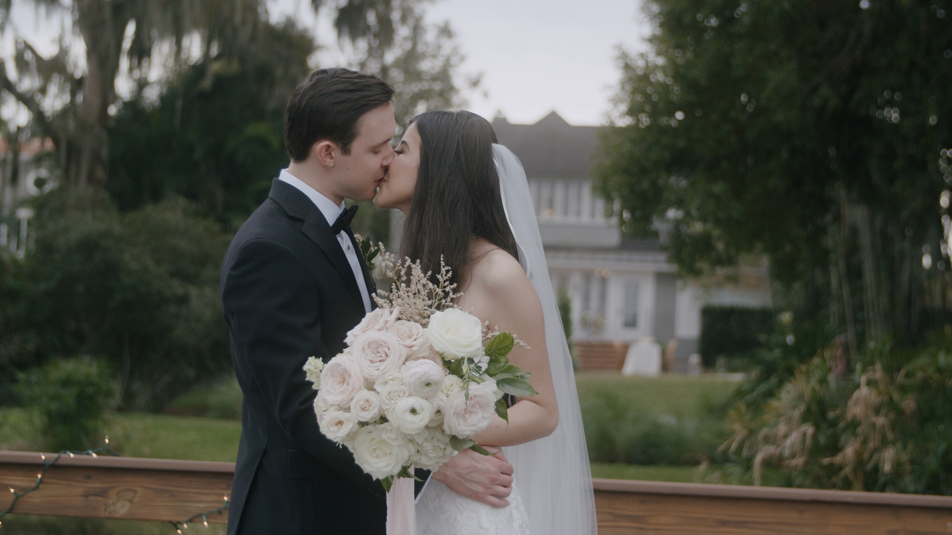 Bride and groom wedding day Capen house